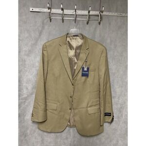NWT Stafford Blazer Men 46L Beige‎ Herringbone 3B Career Office Coat Jacket Luxe